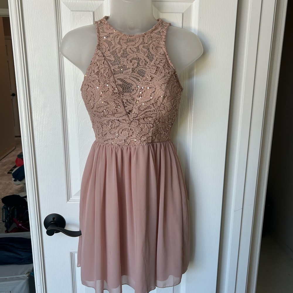 Speechless Blush Lace Dress